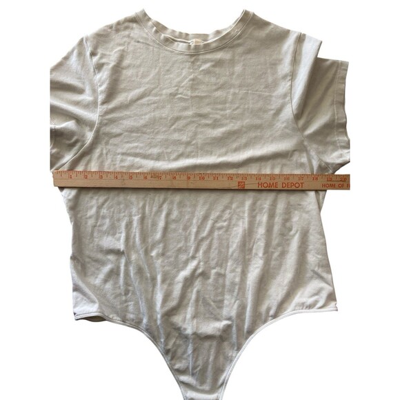 Skims Cotton Jersey Bodysuit T-Shirt Women’s 4X Cream Short Sleeve Stretch Snap - Picture 6 of 8